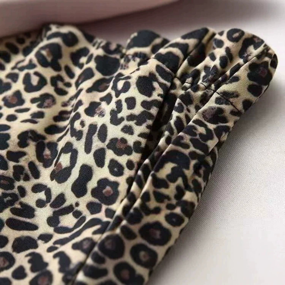 ZARA Summer Retro Versatile Leopard Print Drawstring Wide Leg Shorts